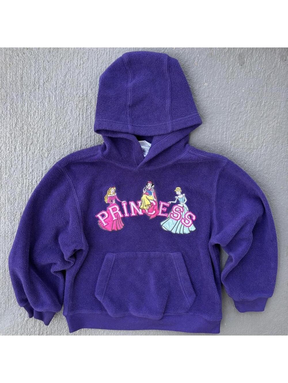 Vintage Disney princess fleece hoodie sweater Y2K 2000s KIDS small 5T- 6Y